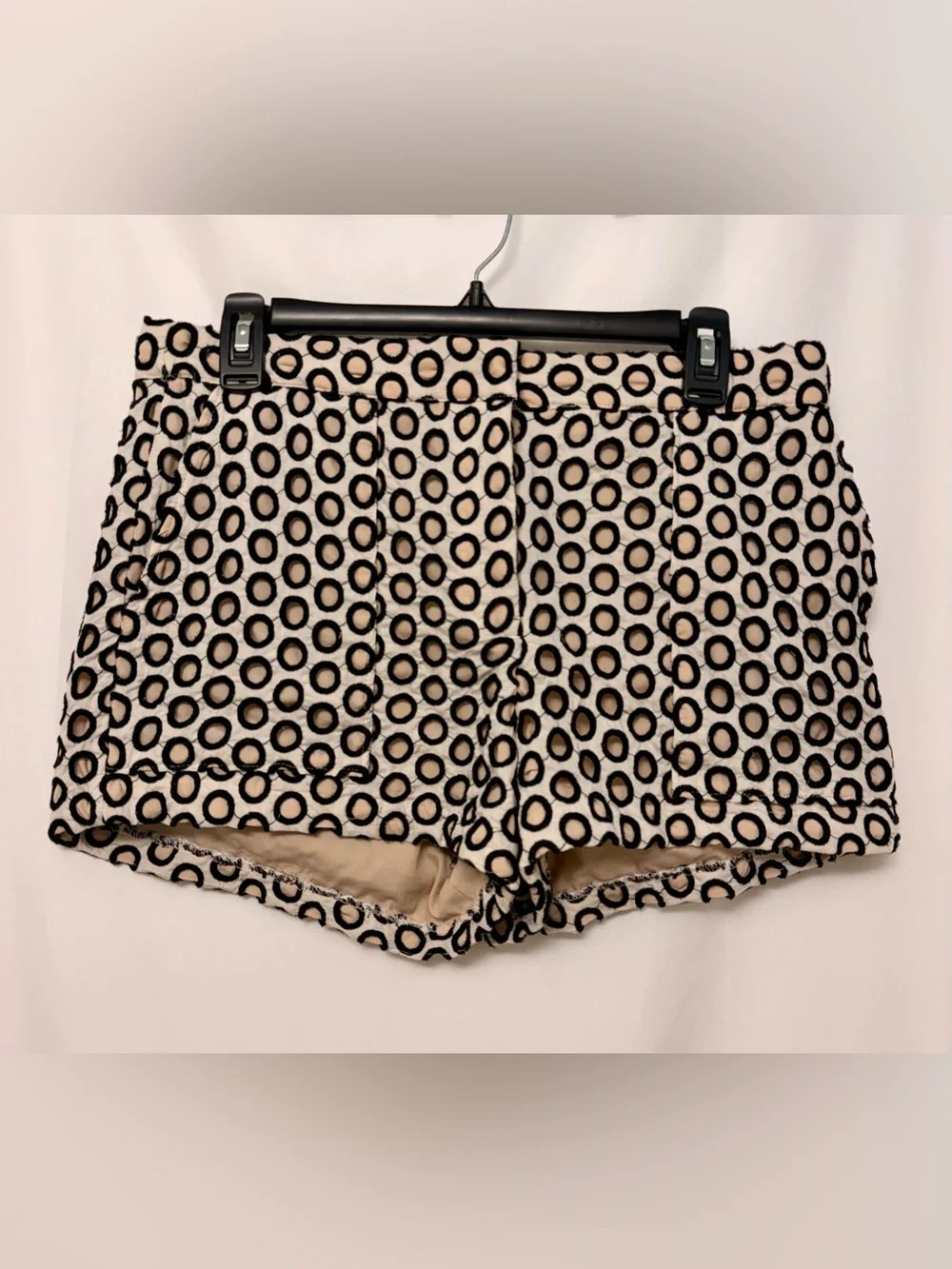 J.Crew Eyelet Embroidered Shorts Size 6 Black Cream High Rise
